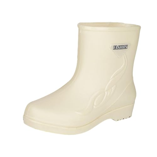 Regenstiefel Damen，Bequem Atmungsaktiv Gummistiefel ，Outdoor Abriebfest Arbeitsstiefel，Wasserdicht Rutschfeste Halbhoch Stiefeletten，Gartenstiefel，Freizeit Rutschfeste Aquaschuhe von Generisch
