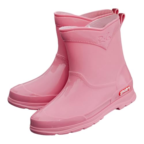 Regenstiefel Damen，Wasserdicht Rutschfeste Halbhoch Regenschuhe，Bequem Abriebfest Gummistiefel，Modisch Gartenschuhe，Regenschuhe FüR SpaziergäNge Im Freien，Leichte Outdoor Arbeitsstiefel von Generisch
