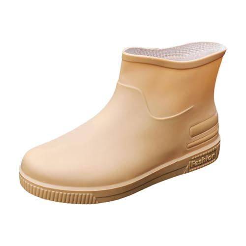 Regenstiefel Damen Bequeme Gummistiefel Weite Wade Mid Rainboots Schuhe Für Die Arbeit Im Freien Pro Damen Schuhe (Khaki, 39) von Generisch