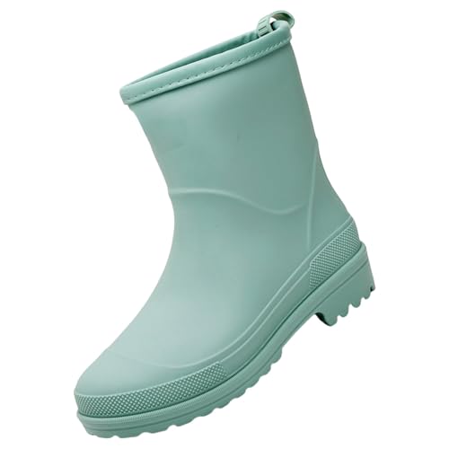 Regenstiefel Damen Halbhoch Gummistiefel Wasserdicht Mittlere Höhe Boots Dicke Boden Gummi Regenschuhe rutschfest Wasserschuhe kurze Schlammschuhe Barfuss Gartenstiefel für Angeln von Generisch