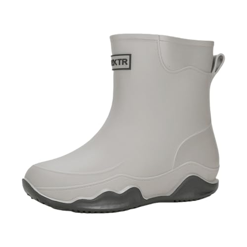 Regenstiefel Damen Hoch Gummistiefel Damen Halbhoch rutschfest Außenschuhe Wasserfest Sicherheitsstiefel Minimalist Plateau Boots Mit Plateau Ankle Boots Slip On Stiefeletten von Generisch