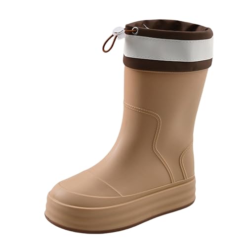 Regenstiefel Dicke Sohle Damen Mid Tube Wasserstiefel Vier Angelschuhe Outdoor Arbeitsschuhe Autowäsche Outdoor Camping Regenstiefel Bunte Schuhe Damen Pumps (Khaki, 38) von Generisch
