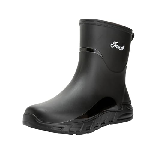 Regenstiefel Herren，Mode Outdoor Arbeitsstiefel，Halbhoch Wasserdicht Gummistiefel，Rutschfeste Comfort Gartenschuhe，Dicker Sohle Gummischuhe，Protective Anti-Rutsch Stiefel von Generisch
