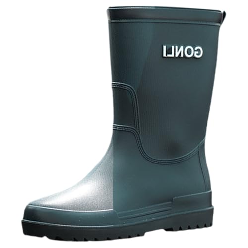 Regenstiefel Herren Halbhoch, Gummistiefel Herren Wasserdicht Stiefel Warme Regenschuhe rutschfest Outdoorschuhe Freizeit Winterstiefel Einfarbig Halbstiefel Bequeme Garten Stiefel Rain Boots von Generisch