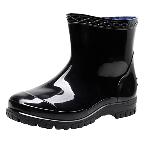 Regenstiefel Herren Halbhoch Bequem Gummistiefel Herren Halbhoch Leicht rutschfest Außenschuhe Wasserfest Sicherheitsstiefel Minimalist Plateau Boots Mit Plateau Ankle Boots Slip On Stiefeletten von Generisch