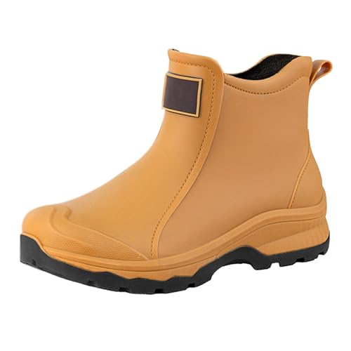 Regenstiefel Herren Kurz Gummistiefel Wasserdicht Halbstiefel mit Rutschfeste Sohle Modische Freizeit Stiefeletten Komfort Gartenschuhe für Arbeit Angeln Autowäsche Küche Mode Trekkingstiefel von Generisch