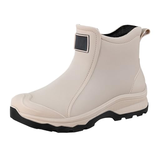 Regenstiefel Herren Kurz Gummistiefel Wasserdicht Halbstiefel mit Rutschfeste Sohle Modische Freizeit Stiefeletten Komfort Gartenschuhe für Arbeit Angeln Autowäsche Küche Mode Trekkingstiefel von Generisch