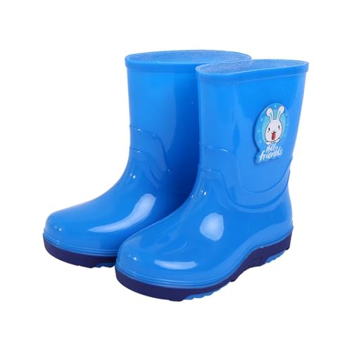 Regenstiefel Kinder Wasserdicht Gummistiefel Cartoon Drucken Leicht Regenschuhe Halbhoch Niedlich Kinderstiefel Lässig Outdoor Bootschuhe Barfußschuhe Blau 32 von Generisch