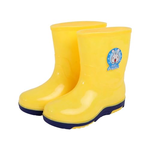 Regenstiefel Kinder Wasserdicht Gummistiefel Cartoon Drucken Leicht Regenschuhe Halbhoch Niedlich Kinderstiefel Lässig Outdoor Bootschuhe Barfußschuhe Gelb 36 von Generisch