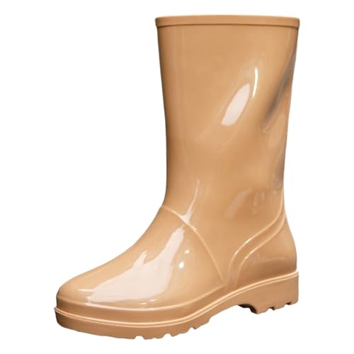 Regenstiefel für Damen, Gartenstiefel, Kniehohe Regenschuhe mit bequemer Innensohle, rutschfeste hohe Regenstiefel Fahrrad Schuhe Damen 39 (Khaki, 40) von Generisch