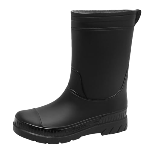 Regenstiefel für Damen, rutschfeste Garten-Gummistiefel, breite, Bequeme Kurze Stiefel mit Knöchelriemen Damen Schuhe Weite K (Black, 37) von Generisch