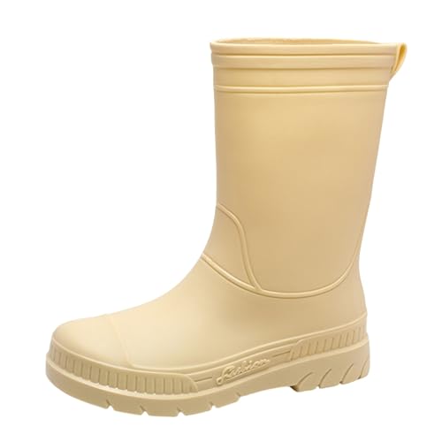 Regenstiefel für Damen, rutschfeste Garten-Gummistiefel, breite, Bequeme Kurze Stiefel mit Knöchelriemen Damen Schuhe Weite K (Yellow, 37) von Generisch