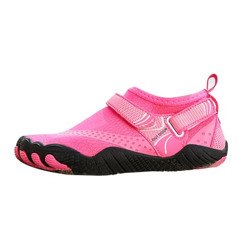 Regenstiefel für Herren Breit Damen Herren Leicht Schwimmschuhe Tauchen Strandschuhe Outdoor Barfuß Tauchschuhe Schwimmen Waten Strandschuhe Regenstiefel Kuhdruck Gummistiefel Damen, hot pink, 41.5 EU von Generisch