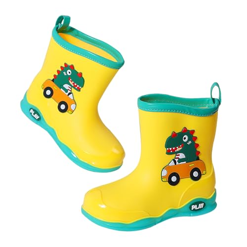 Regenstiefel für Kinder, PVC-Gummi, wasserdicht, rutschfest, Dinosaurier-Design, Gummistiefel für Jungen und Mädchen, mit klassischem Cartoon-Muster, langlebige Konstruktion von Generisch