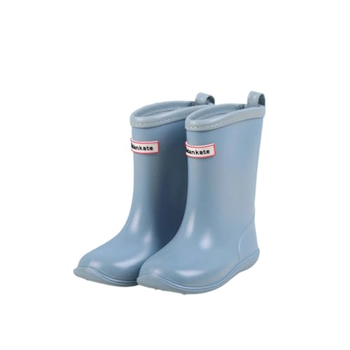 Regenstiefel für Kinder, kurz, rutschfest, leicht, japanischer Stil, für Jungen und Mädchen, mit glattem, gebogenem Design, wadenlang, bequeme Schuhe, 02 hellblau, 31 EU von Generisch