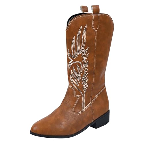 Regenstiefeletten Damen Halbstiefel Herbst Lackleder Spitz Zehe Block Heels Knöchelstiefel Einfarbig Mit Blumen Elegant Lederstiefel Outdoor Oversized Casual Reitstiefel,37.5-41 Eu von Generisch