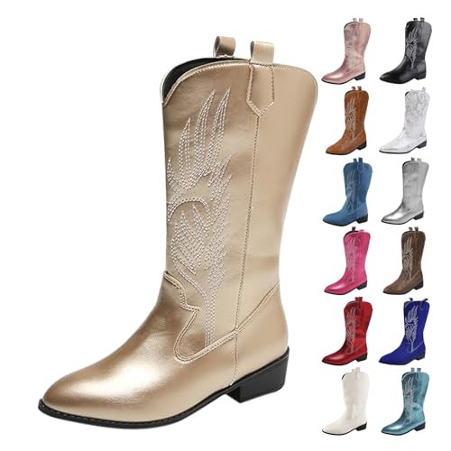 Regenstiefeletten Damen Halbstiefel Herbst Lackleder Spitz Zehe Block Heels Knöchelstiefel Einfarbig Mit Blumen Elegant Lederstiefel Outdoor Oversized Casual Reitstiefel,37.5-41 Eu von Generisch