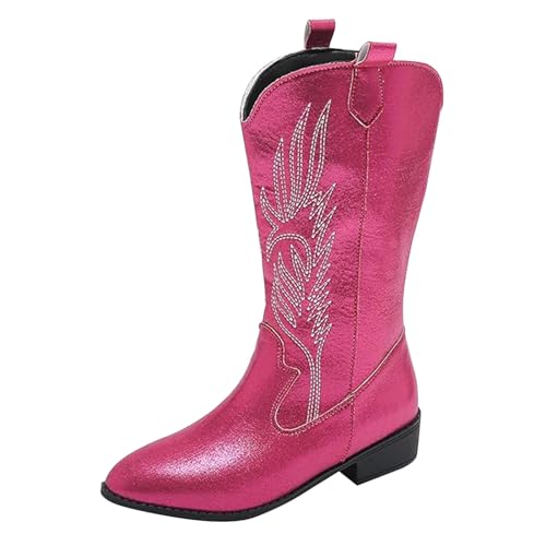 Regenstiefeletten Damen Halbstiefel Herbst Lackleder Spitz Zehe Block Heels Knöchelstiefel Einfarbig Mit Blumen Elegant Lederstiefel Outdoor Oversized Casual Reitstiefel,37.5-41 Eu von Generisch