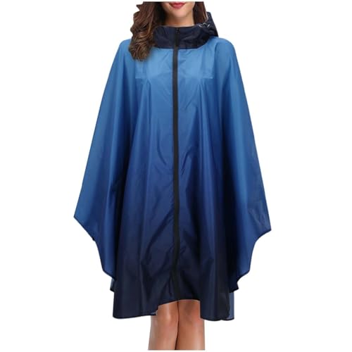 Regenumhang Für Erwachsene Windjacke Wasserdicht Regen Poncho mit Reißverschluss Regencape Atmungsaktiv Outdoor Ultraleicht Regenponcho Mehrweg mit Tasche Orange Schwarz Blau Hellblau Dunkelviolett von Generisch