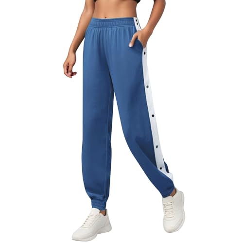Reha Hose Damen Seitlich Zu öffnen Bequeme Atmungsaktiv Jogginghose mit Seitlicher Knopfleiste Locker Gummibund Sportswear Sweatshose Jogginghose hohem seitlichen Streifen Druckknopf Trainingshose von Generisch