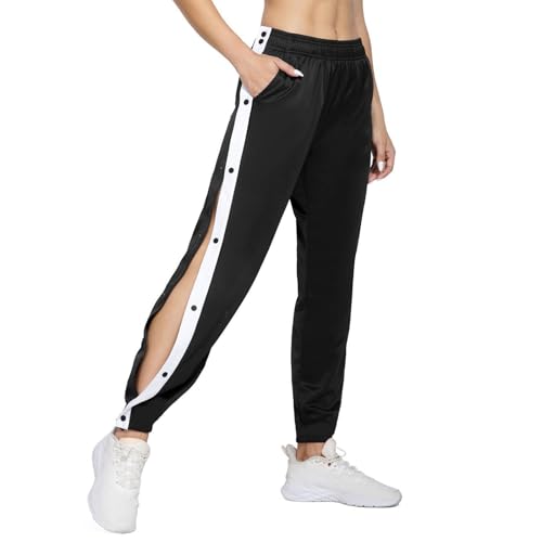 Reha Hose Damen Seitlich Zu öffnen Bequeme Atmungsaktiv Jogginghose mit Seitlicher Knopfleiste Locker Gummibund Sportswear Sweatshose Jogginghose hohem seitlichen Streifen Druckknopf Trainingshose von Generisch