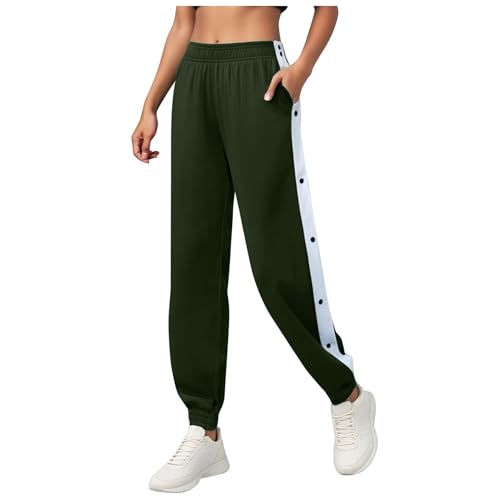 Reha Hose Damen Seitlich Zu öffnen Bequeme Atmungsaktiv Jogginghose mit Seitlicher Knopfleiste Locker Gummibund Sportswear Sweatshose Jogginghose hohem seitlichen Streifen Druckknopf Trainingshose von Generisch