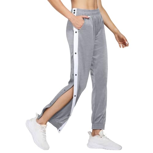 Reha Hose Damen Seitlich zu öffnen Baggy Trainingshose Jogginghose mit Seitlicher Knopfleiste Postoperative Sporthose Gummibund Basketball Fitness Gym Sportswear Sweathose Laufhose von Generisch