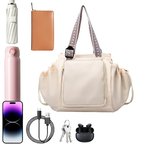 Reise-Aufbewahrungstasche mit großem Fassungsvermögen, Yoga-Reisetasche mit mehreren Fächern, wasserdicht, Oxford-Stoff, Schultertasche für Lehrer, Krankenschwestern, Studenten, 32 x 35 x 23 cm, beige von Generisch