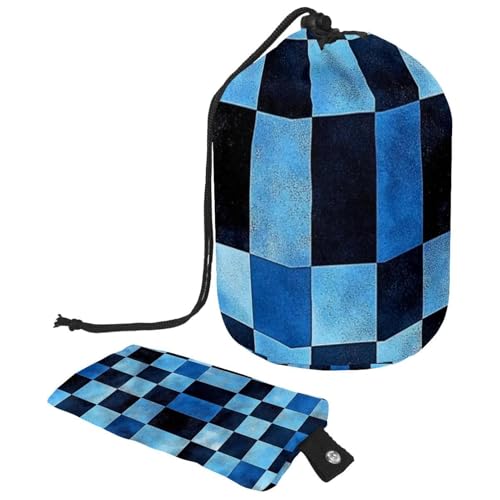Reise-Kosmetiktasche, Eimer, Make-up-Tasche, Kunst, Aquarell, blau, kariert, tragbar, faltbar, multifunktional, Kulturbeutel, runder Organizer, Kunst-Aquarell-Blauer Karomuster, Reise-Kosmetiktasche, Eimer, Make-up-Tasche, Kunst, Aquarell, blau, kariert, tragbar, faltbar, multifunktional, Kulturbeutel, runder Organizer, Kunst-Aquarell-Blauer Karomuster, von Generisch