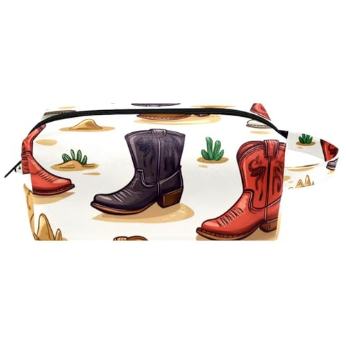Reise-Kosmetiktasche, Pinseltasche mit Griff, Cartoon-Eule im Winter, rot und weiß, Schal, wasserabweisend, Kulturbeutel, Zubehör-Organizer für Damen und Mädchen, Mehrfarbig 04, 8.2x3.1x3.5 in/21x8x9 von Generisch