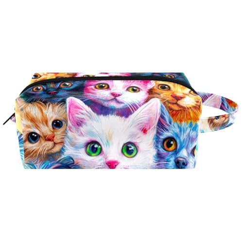 Reise-Kosmetiktasche, Pinseltasche mit Griff, Cartoon-Eule im Winter, rot und weiß, Schal, wasserabweisend, Kulturbeutel, Zubehör-Organizer für Damen und Mädchen, Mehrfarbig 07, 8.2x3.1x3.5 in/21x8x9 von Generisch