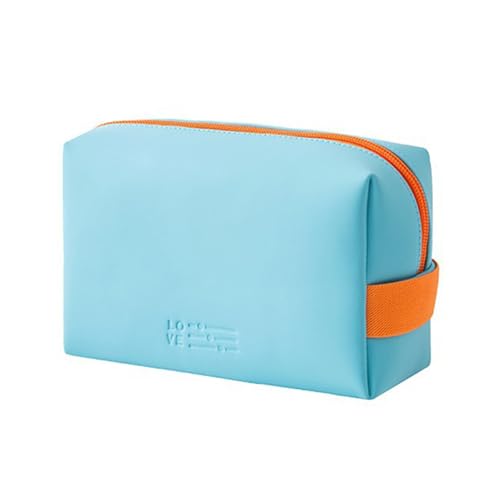 Reise-Kosmetiktasche aus Leder, tragbar, für Damen, wasserdicht, Kulturbeutel, Organizer, hellblau, 17*7*11 von Generisch