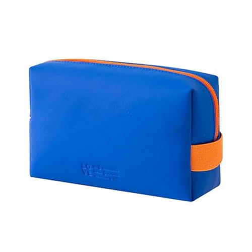 Reise-Kosmetiktasche aus Leder, tragbar, für Damen, wasserdicht, Kulturbeutel, Organizer, marineblau, 17*7*11 von Generisch