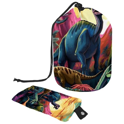 Reise-Kosmetiktasche mit Kordelzug, Make-up-Tasche, lustiges Dinosaurier-Welt-Muster, großer Kulturbeutel, wasserdicht, für Damen, Lustiges Dinosaurier-Weltmuster, von Generisch