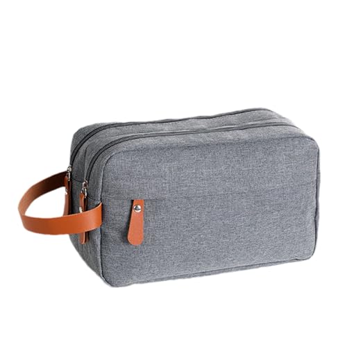 Reise-Kulturbeutel für Herren, Rasiertasche für Toilettenartikel, wasserabweisend, doppellagig, Organizer mit Griff für die Fellpflege, tragbare Kulturtasche für Reisen, grau, Refer to description, von Generisch