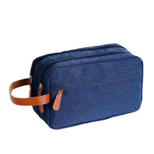 Reise-Kulturbeutel für Herren, Rasiertasche für Toilettenartikel, wasserabweisend, doppellagig, Organizer mit Griff für die Fellpflege, tragbare Kulturtasche für Reisen, marineblau, Refer to von Generisch