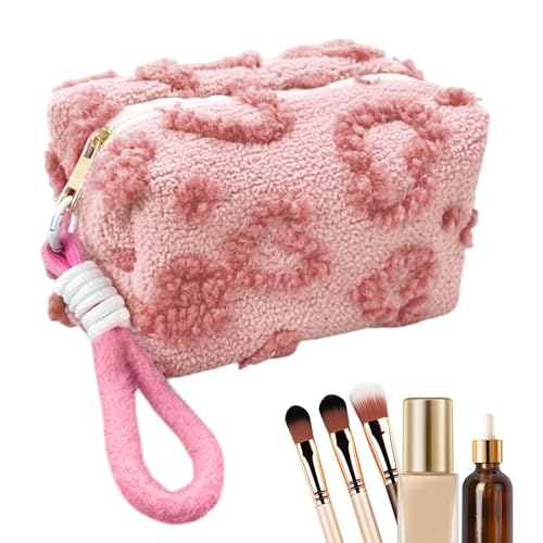 Reise -Make -up -Tasche, Kosmetikbeutel - Herzdesign Plüsch -Toilettenmake -up -Beutel | Tragbare Reisetacktasche für Töchter, Mütter, Frauen, Freunde Reise -Make -up -Tasche, Kosmetikbeutel - Herzdesign Plüsch -Toilettenmake -up -Beutel | Tragbare Reisetacktasche für Töchter, Mütter, Frauen, Freunde von Generisch