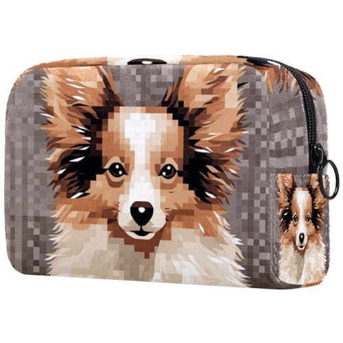 Reise-Make-up-Tasche, Pixel-Hund, weiche Kosmetiktasche, Make-up-Organizer, Tasche für Damen, Geldbörse für Toilettenartikel, Zubehör, Mehrfarbig 1, 18.5x7.5x13cm/7.3x3x5.1in, Art déco von Generisch