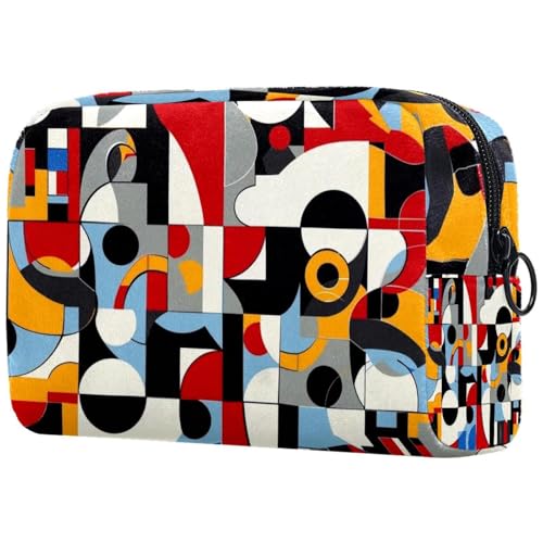 Reise-Make-up-Tasche, Pop-Art, geometrischer Grafikdruck, Kosmetiktasche, Make-up-Organizer, Tasche für Damen, Geldbörse für Toilettenartikel, Zubehör, multi, 18.5x7.5x13cm/7.3x3x5.1in, Art déco von Generisch