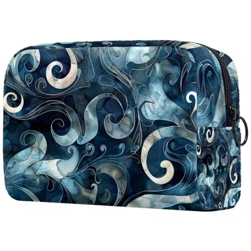 Reise-Make-up-Tasche, abstraktes Kunst-Wirbelmuster, Kosmetiktasche, Make-up-Organizer, Tasche für Damen, Geldbörse für Toilettenartikel, Zubehör, multi, 18.5x7.5x13cm/7.3x3x5.1in, Art déco von Generisch