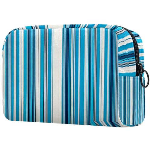 Reise-Make-up-Tasche, blau und weiß gestreift, Kosmetiktasche, Make-up-Organizer, Tasche für Damen, Geldbörse für Toilettenartikel, Zubehör, multi, 18.5x7.5x13cm/7.3x3x5.1in, Art déco von Generisch