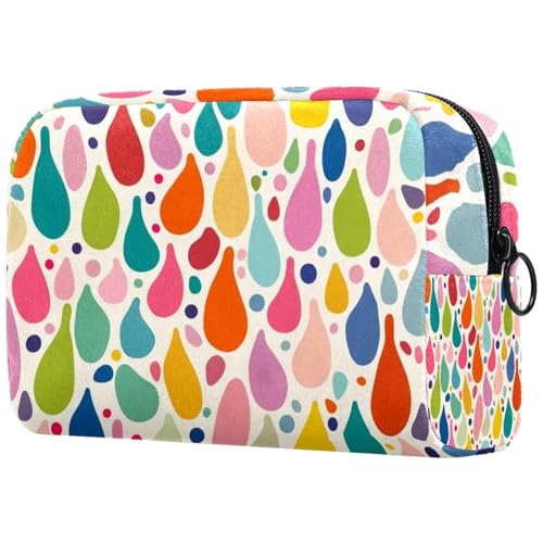Reise-Make-up-Tasche, bunt, niedliches Punktemuster, Kosmetiktasche, Make-up-Organizer, Tasche für Damen, Geldbörse für Toilettenartikel, Zubehör, multi, 18.5x7.5x13cm/7.3x3x5.1in, Art déco von Generisch