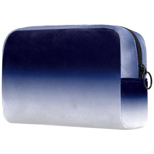 Reise-Make-up-Tasche, dunkelblau-weißes Farbverlaufsmuster, Kosmetiktasche, Make-up-Organizer, Tasche für Damen, Geldbörse für Toilettenartikel, Zubehör, multi, 18.5x7.5x13cm/7.3x3x5.1in, Art déco von Generisch