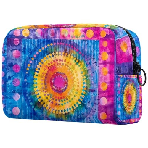Reise-Make-up-Tasche, lustiges Batik-Muster, Kosmetiktasche, Make-up-Organizer, Tasche für Damen, Geldbörse für Toilettenartikel, Zubehör, multi, 18.5x7.5x13cm/7.3x3x5.1in, Art déco von Generisch