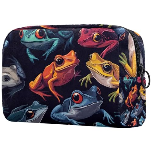 Reise-Make-up-Tasche, nahtlose Frösche, Kosmetiktasche, Make-Up-Organizer, Tasche für Damen, Geldbörse für Toilettenartikel, Zubehör, multi, 18.5x7.5x13cm/7.3x3x5.1in, Art déco von Generisch
