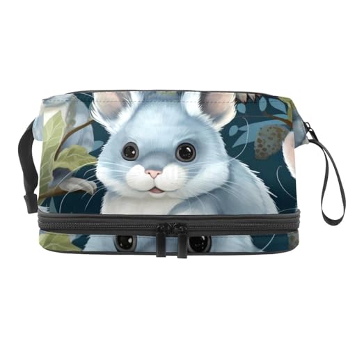 Reise-Make-up-Tasche für Damen, große Kapazität, Oxford-Stoff, wasserdichte Kosmetiktasche, tragbare Tasche, Kulturbeutel mit Chinchillas-Druck, mehrfarbig 9, 27x15x14 cm/10.6x5.9x5.5 in, von Generisch