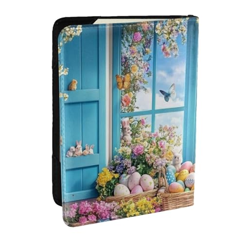 Reisepasshülle aus PU-Leder mit Oster-Hintergrund, bedruckt, Reisepasshülle, Organizer für Männer und Frauen, 16,5 cm, Schwarz , Einheitsgröße von Generisch