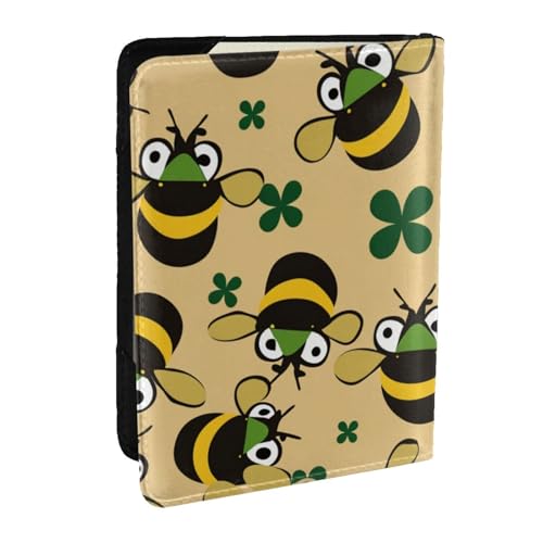 Reisepasshülle aus PU-Leder mit großen Augen und Bienen-Motiv, für Männer und Frauen, 16,5 cm, Schwarz , Einheitsgröße von Generisch