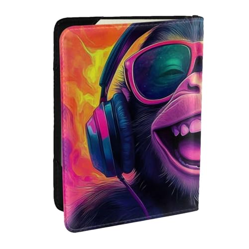 Reisepasshülle für Kopfhörer, Sonnenbrille, Affe, bedruckt, PU-Leder, Reisepasshülle, Organizer für Männer und Frauen, 16,5 cm, Schwarz , Einheitsgröße von Generisch