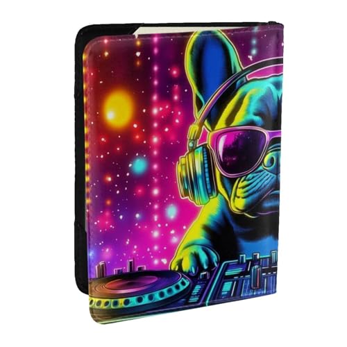 Reisepasshülle mit Sonnenbrille, bedruckt, Motiv: Französische Bulldogge, Reisepasshülle, Reisepasshülle, Organizer für Männer und Frauen, 16,5 cm, Schwarz , Einheitsgröße von Generisch